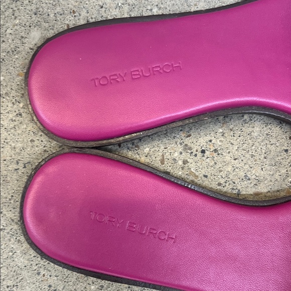 Tory Burch Fuchsia Embellished Slide Sandals - Picture 2 of 6